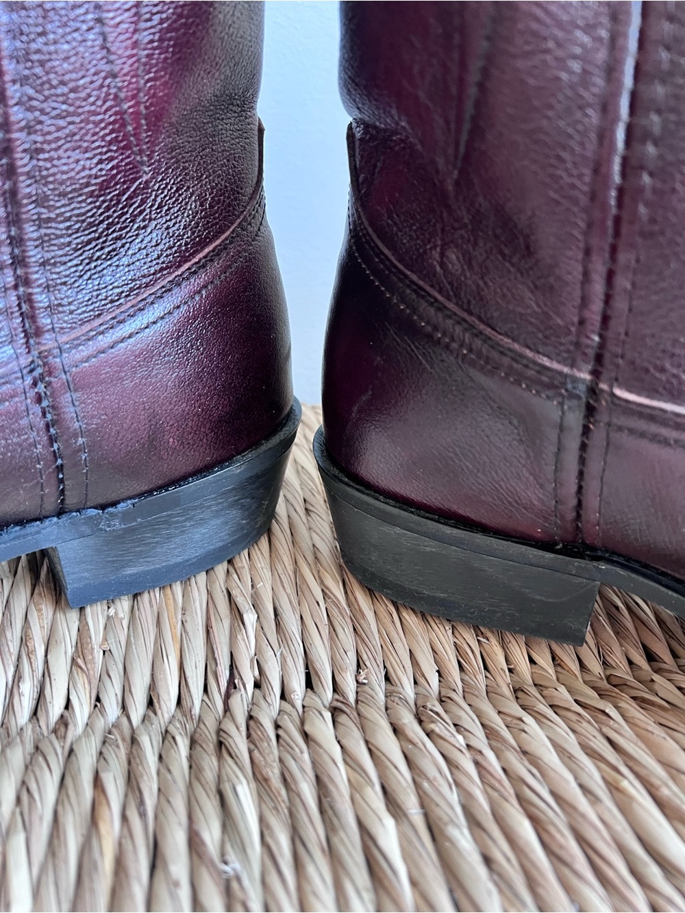 Vintage Dingo Dark Maroon Leather Cowboy Boots Size 10.5 Style Style 15923 - Picture 10 of 14